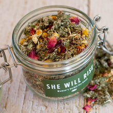 Load image into Gallery viewer, Woman's Tea 'She Will Rise' Jar Herbal Tea Herb Heaven Devon