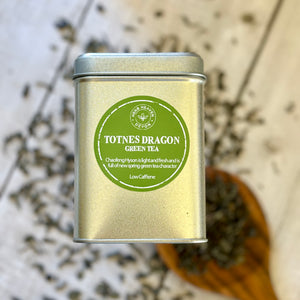 Totnes Dragon-Green Tea. Tea Caddy