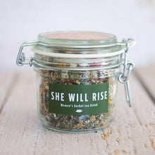 Load image into Gallery viewer, Woman&#39;s Tea &#39;She Will Rise&#39; Jar Herbal Tea Herb Heaven Devon Jar 
