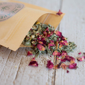 Woman's Tea 'She Will Rise' Jar Herbal Tea Herb Heaven Devon Pouch 